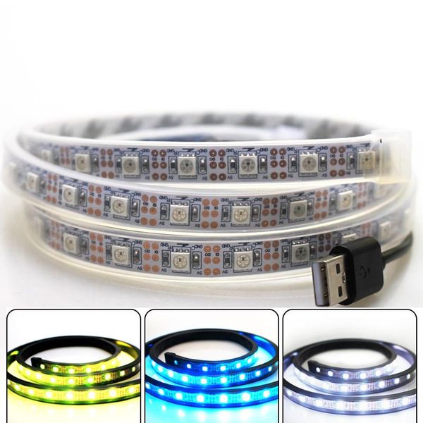 

1m usb led strip light ws 2812 60led 60ic built-in controller changeable color waterproof holiday stage outdoor decoration strips