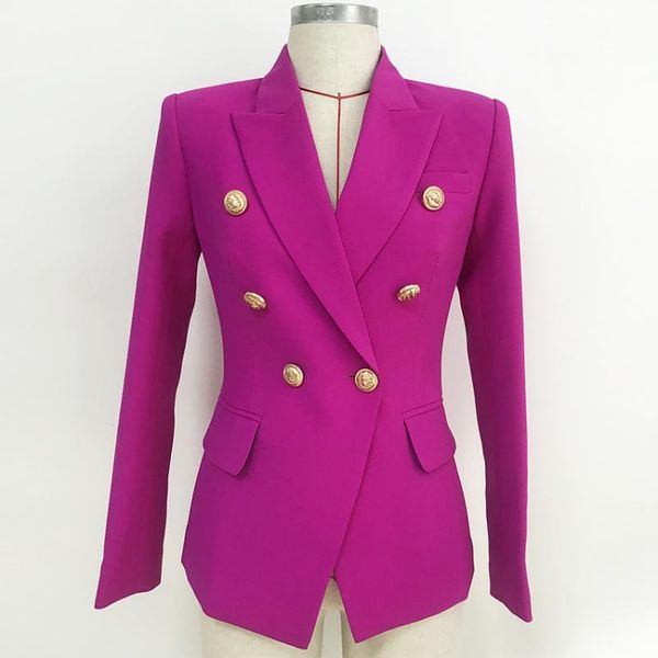

est high 2021 designer blazer women's lion buttons double breasted jacket purple suits & blazers, White;black