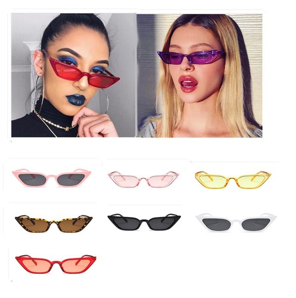 

wholesale small cat eye sunglasses men women retro brand design eyeglasses transparent purple candy ocean lenses driving traveling, White;black