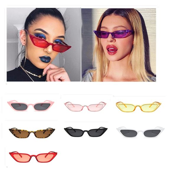 Venda por atacado pequeno gato olho óculos de sol homens mulheres retrô marca design óculos transparente roxo candy lentes de oceano dirigindo viajar