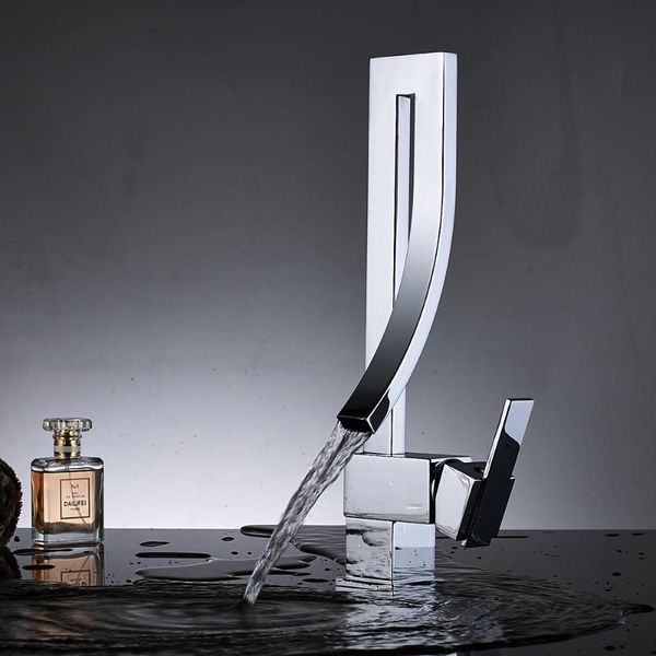 

bathroom sink faucets chrome brass basin faucet fashion style single handle waterfall mixer tap cold