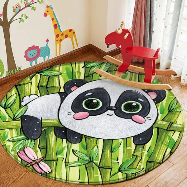 

carpets 2021 2022 nordic kids room decoration cartoon round carpet floor mat bedroom flannel animal colorful soft rug play baby