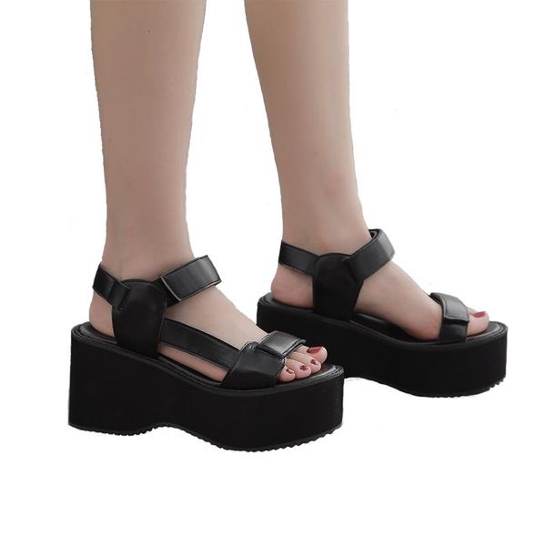 

sandals sandalen dames 2021wedges for women platform heels rock gladiator wedge summer high female shoes, Black