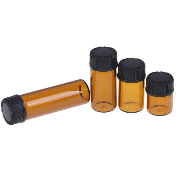 

storage bottles & jars 1pc 1/2/3/5ml amber mini refillable bottle brown glass vials with cap reagents essential oil sample