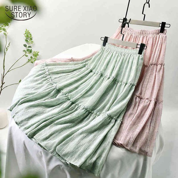 

office elastic high waisted a line maxi white summer long skirts for women chiffon pleated skirt solid 9937 210415, Black