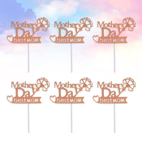 

20pcs mother's day cupcake er letter beard cake pick fashion paper dessert (random color) other festive & party supplies