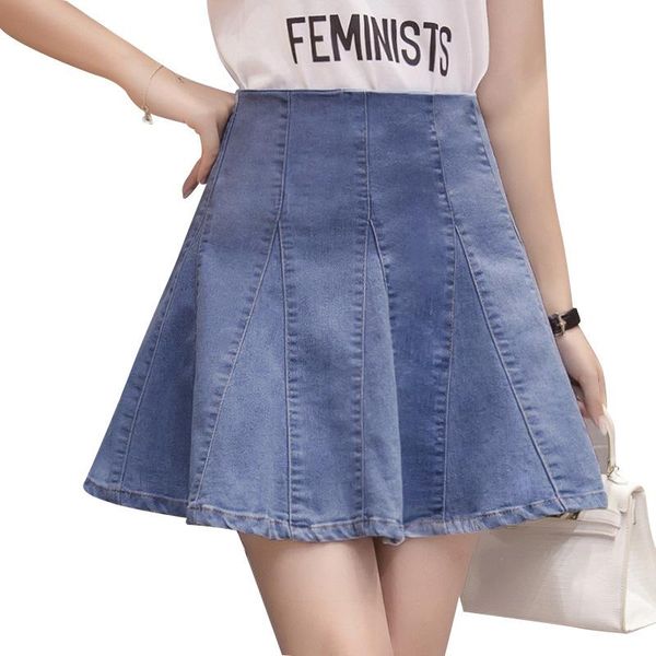 

women's shorts fashion stretchy denim skirts women high waist wash jeans ladies a-line vintage street 51501, White;black