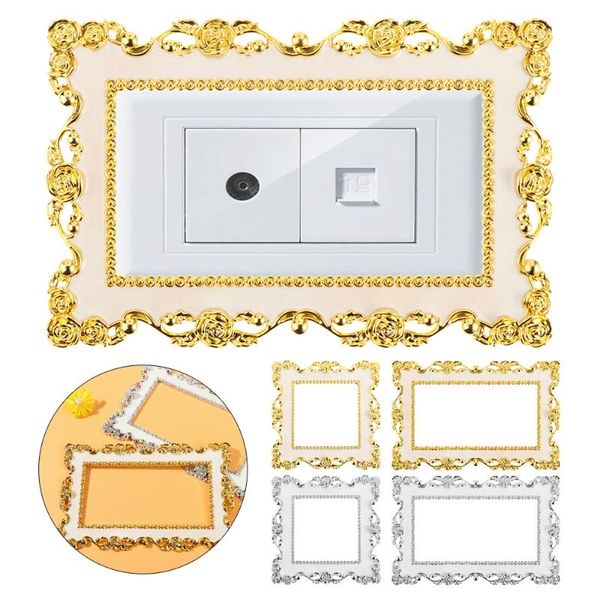 

wall stickers surround socket frame rose edge sticker gold silver light switch cover single double resin decoration