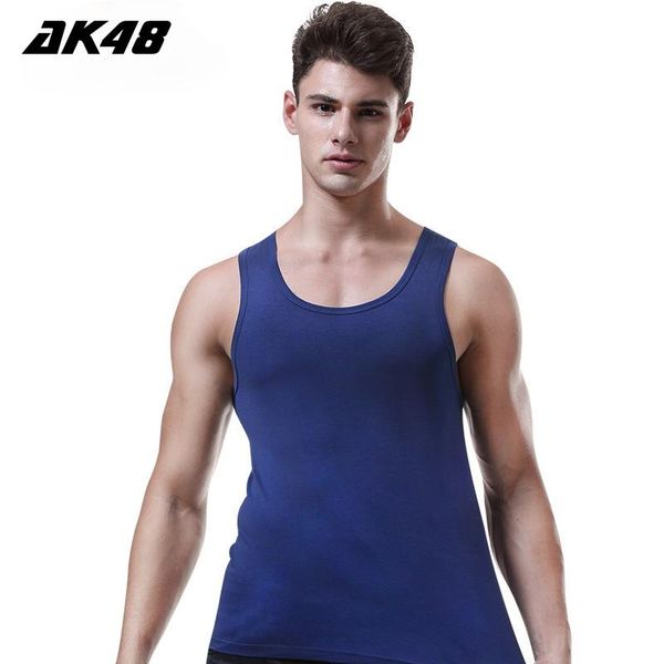 

summer men's cotton vest solid color sweatshirt slim fitness sleeveless undershirts, Black;brown