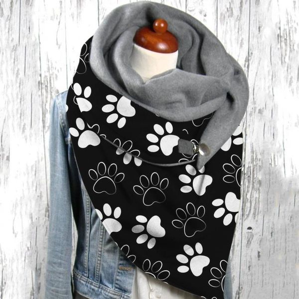 

scarves cat pattern shawls warm thicken buckle soft comfortable scarf autumn winter female foulard wrap fashion, Blue;gray