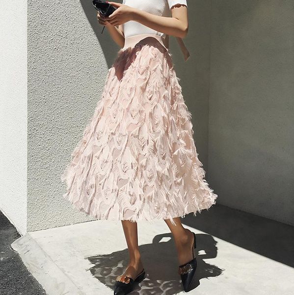 

skirts vintage womens feathers tutu long high waist maxi skirt feather princess party bouffant, Black