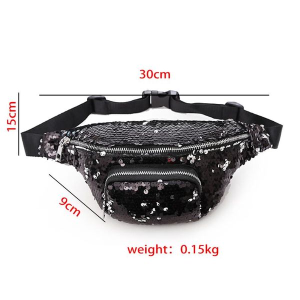 

waist bags 2021 fashion reversible multicolor sequins glitter chest bag sports pack pouch hip phone purse cross body