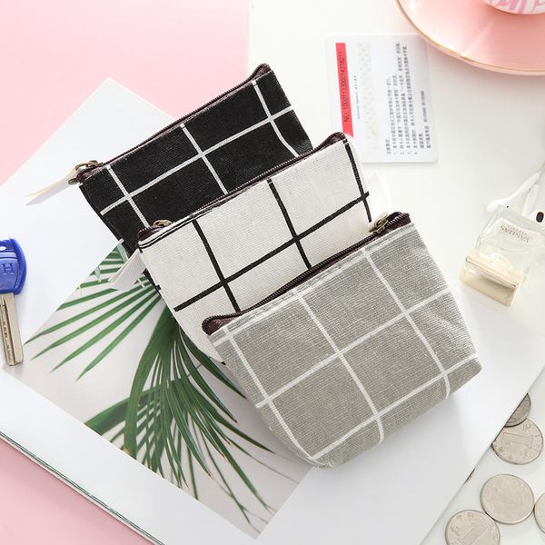 

simple cute and storage canvas lattice mini purse key case bag coin creative fresh small ivcax