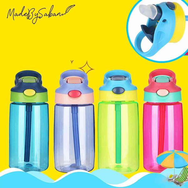 Colorato stile coreano 450 ml per bambini in plastica portatile a prova di perdite per bambini Borraccia per bambini con cannuccia