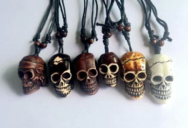 

12 pcs accessories cool men women's surfing imitation carved demon mixed skull totem choker necklace lucky gift, Silver
