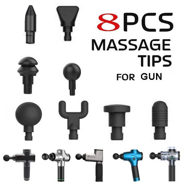 

massage gun 4/8 pcs percussion heads tip massager extended head attachment adapter