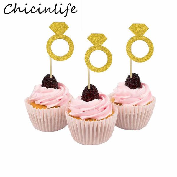 

chicinlife 10pcs diamond ring cupcake ers wedding ceremony engagement cake accessory bridal shower birthday party supplies other event &