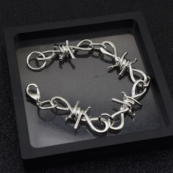 

link, chain barbed wire bracelet winding hip hop goth punk unisex, Black
