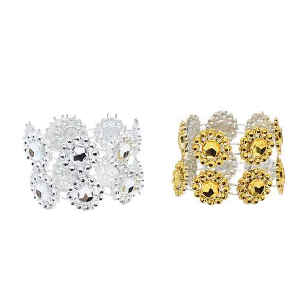 

24pcs napkin rings handmade 2 rows sun flower rhinestone plastic drill ring wedding el dining-table decoration