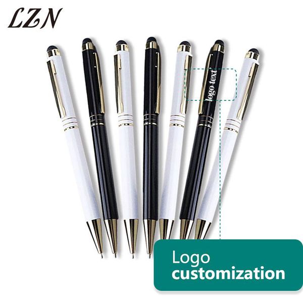 

ballpoint pens lzn 100pcs a lot special round point tip capacitive touch screen stylus metal pen for phone tablet laser print logo/text, Blue;orange