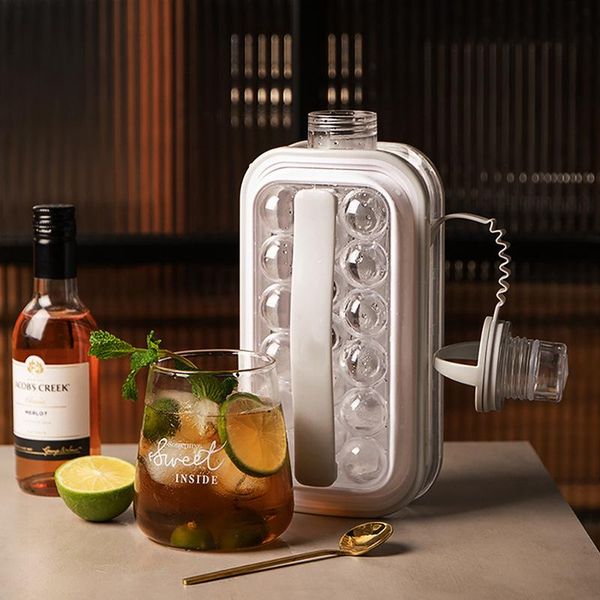 

water bottle ice hockey kettle 2-in-1 round mold tray cube box whiskey storage
