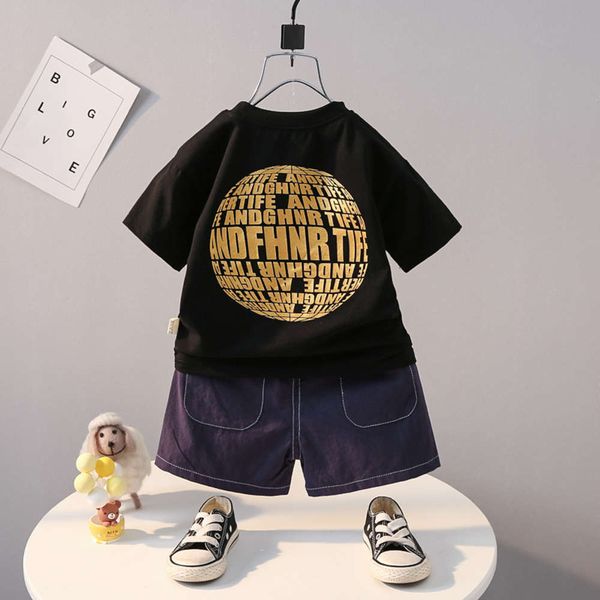 

boys and girls suits children's suit boys' summer dress baby handsome earth short sleeve two piece foreign style fashion net red, White