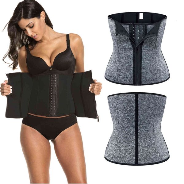 

luxury women's shapers straight ultra neoprene zipper sweat wicking corset waist shaping belt, Black;white
