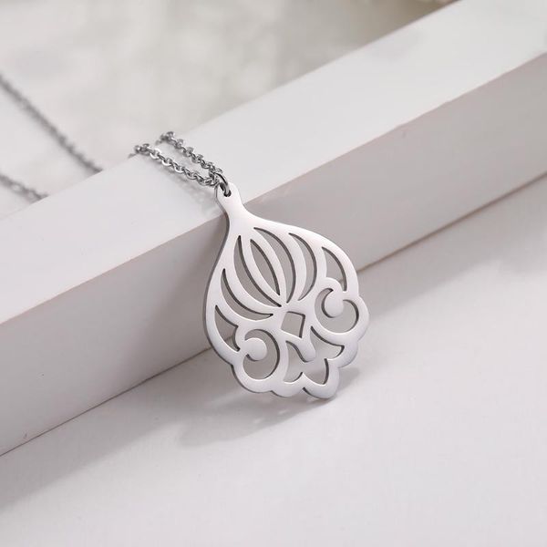 

pendant necklaces skyrim retro flower silver color hollow necklace stainless steel choker women statement jewelry gift