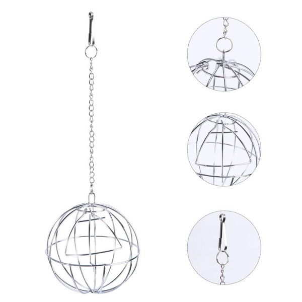 

small animal supplies 1pc hanging grass feeder stainless rack feeding (silver)