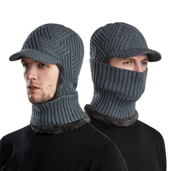 

beanies winter short brim men's hat knitted fashion all-match casual wool plus velvet ear protection warm cap