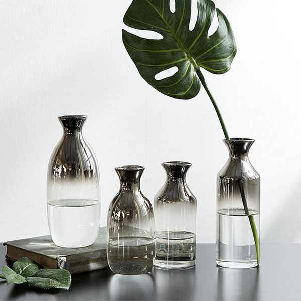 

vases nordic contracted plating vase glass flower holder hydroponic device deskcrafts european home decoration wedding gifts