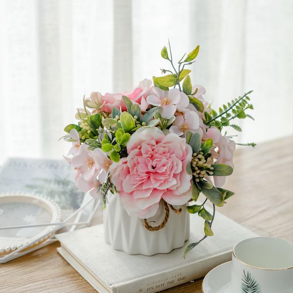 

artificial flowers bouquet rose pink silk peony diy fake flowers for home wedding party decoration valentines day gifts