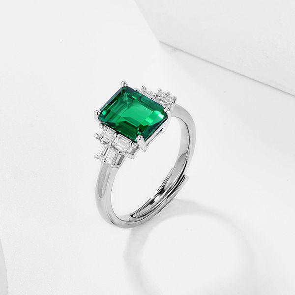

yuntong laboratory cultivates emerald ring 925 silver opening adjustable green ring custom gift