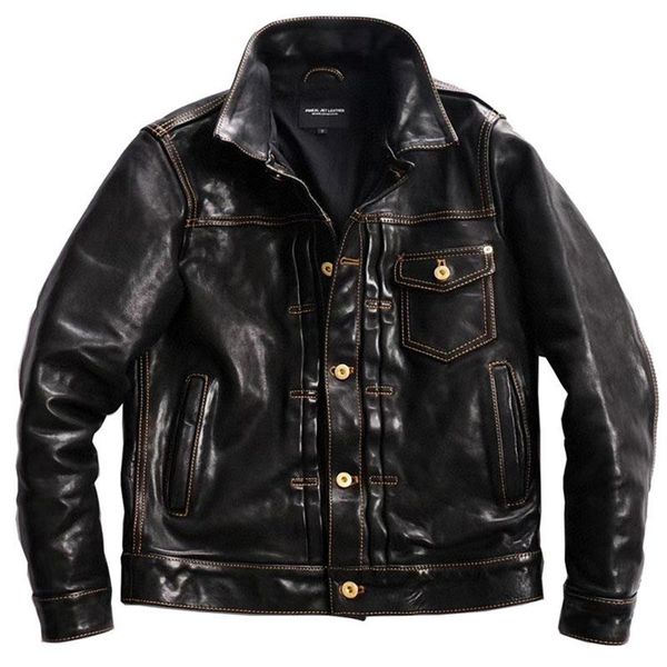 

men's leather & faux genuine jacket real horsehide goat brand black male bomber biker man's coat autumn fashion clothes motorcycle