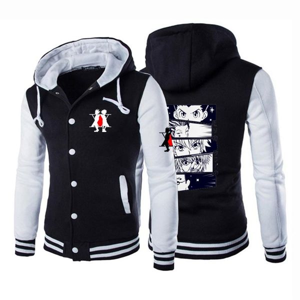 

men's hoodies & sweatshirts winter hisoka morow hooded padded sweatshirt pullover anime x killua zoldyck big pockets tracksuits, Black