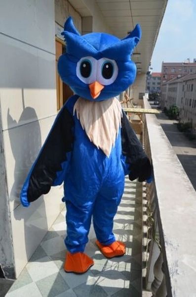 Costume della mascotte del grande gufo blu di Halloween Personaggio a tema dei cartoni animati di alta qualità Festival di carnevale Vestito operato Natale Taglia per adulti Festa di compleanno Vestito da esterno