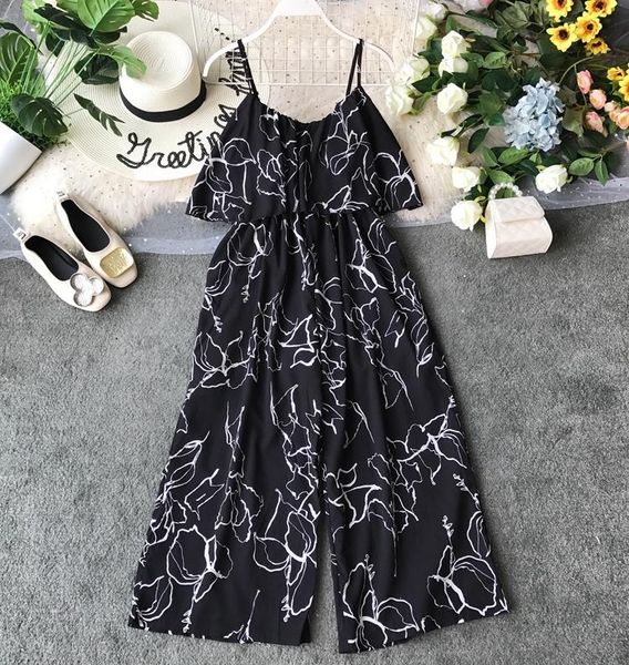 

women's jumpsuits & rompers wide-leg romper women summer clothing black white