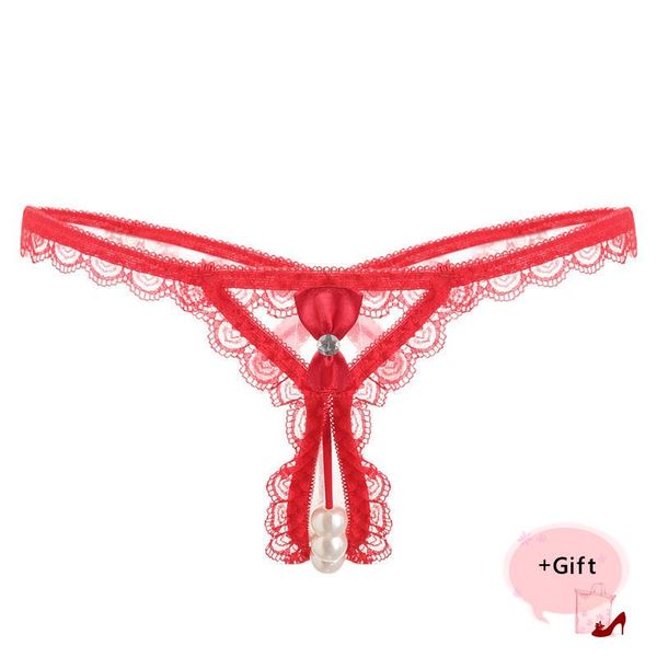 

women's panties hollow open crotch pearl massage erotic bikini underwear couple flirt thong valentine's gift, Black;pink