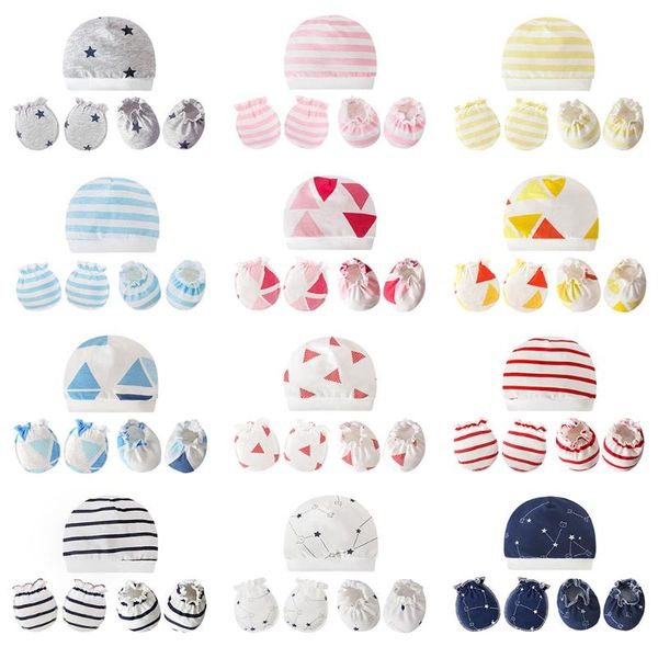 

caps & hats born mittens socks beanies cap kit baby soft cotton gloves hat foot cover set infants shower gifts, Yellow