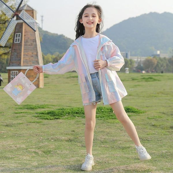 

jackets girls sun protection clothing summer 2021 products childrens breathable 3 to 15 years old jacket, Blue;gray