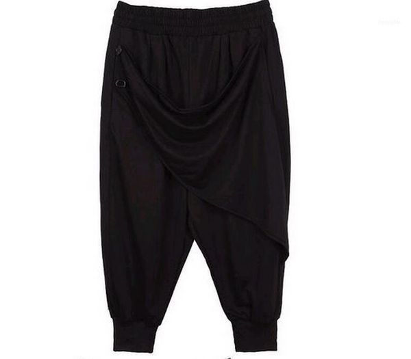 

6xl 2021 sping men fashion loose hanging fork low-grade 7 minutes of harlan baggy pants1, Black