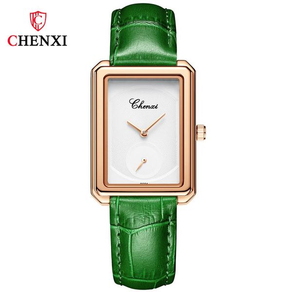 

wristwatches chenxi watch women luxury genuine leather strap rose gold for fashion simple ladies square zegarek damski, Slivery;brown