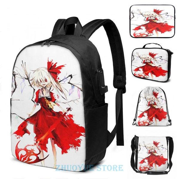 

backpack funny graphic print touhou project - flanders scarlette usb charge men school bags women cosmetic bag travel laptop