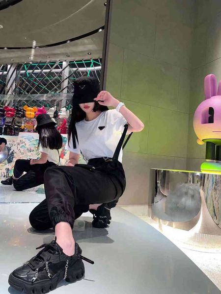 

women's pants & capris women pants casual classic sweat suit fabric version loose fit snap nylon waist bag bib pant design triangle dec, Black;white