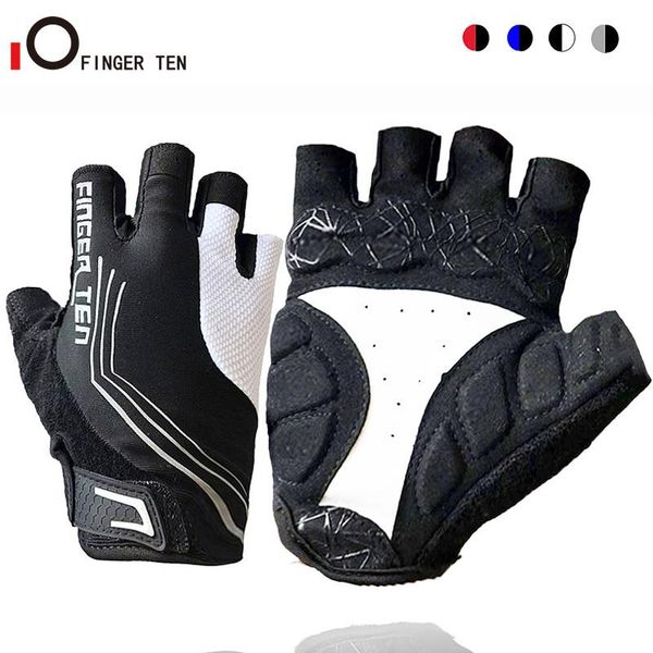 

anti slip shockproof cycling gloves half finger men women mountain road bike bicycle gel paded breathable biking, Black