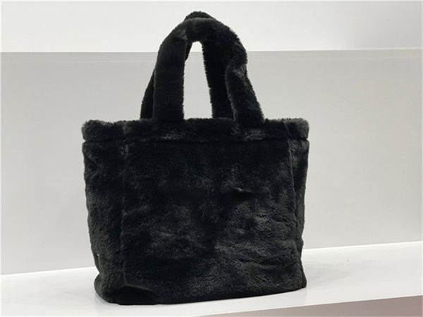 

winter plush women tote shopping bag fashion handbag purse terry fabric p letter large capacity package pocket wallets portable shoulder bag