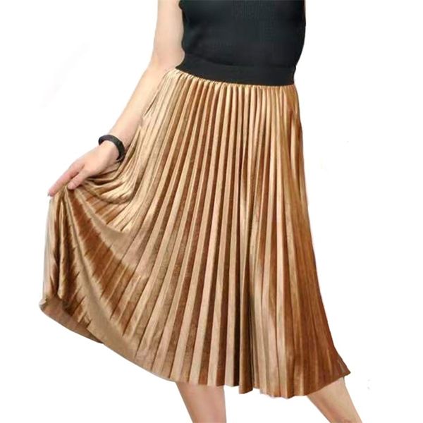 

winter autumn high waist skirt skinny female velvet long pleated women korean ladies harajuku vintage 210629, Black
