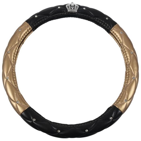 

steering wheel covers car cover universal crystal crown pu leather 15 inch