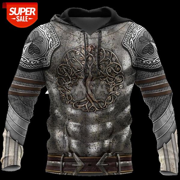 

irish armor warrior knight 3d print spring hoodie man women harajuku outwear zipper pullover sweatshirt casual #du8e, Black