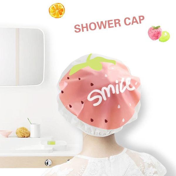 

cute fruit cartoon bath shower cap waterproof oil fume caps